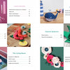 The colorful table of contents for Paper Joy for Every Room by Schiffer Publishing, Ltd. features sections for paper crafts and DIY projects, illustrated with scissors, paper art, a blue whale, parrot, pink pool scene, rolled flowers & craft supplies.