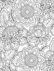 “Bloom” by Schiffer Publishing, Ltd. features an intricate black and white floral pattern with detailed flowers and mandala-inspired designs—ideal for coloring book fans or anyone who loves nature-themed illustrations.