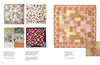The Fiona Quilt Block by Schiffer Publishing, Ltd. displays four colorful quilt patterns—three small squares on the left and a larger one on the right—featuring unique designs perfect for inspiring beginner quilting projects.