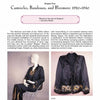 A mannequin displays Schiffer Publishing, Ltd.'s Lingerie, a black silk pajama set with gold and blue embroidered trim; the matching jacket lies flat nearby, highlighting the intricate embroidery on the sleeves and hem.