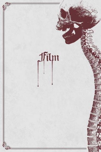 A decorative border frames a pale background. On the right, a detailed skull and spine illustration appears. Centered in gothic font with blood-like drips, “The Thrill of Repulsion” by Schiffer Publishing, Ltd. evokes classic horror style.