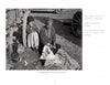 A black-and-white photo in Harvey Caplin's Real Cowboys & the Old West by Schiffer Publishing, Ltd. shows a woman stringing beads with a young girl near a wagon, portraying a peaceful ranch scene. Text is displayed on the right side of the image.