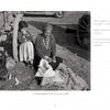A black-and-white photo in Harvey Caplin's Real Cowboys & the Old West by Schiffer Publishing, Ltd. shows a woman stringing beads with a young girl near a wagon, portraying a peaceful ranch scene. Text is displayed on the right side of the image.