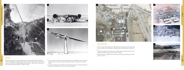 A collage features black-and-white and color aerial and ground photos of aircraft, including the Lockheed SR-71 Blackbird, jets on a runway, and airbase buildings in a desert, from Schiffer Publishing, Ltd.