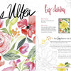 A vibrant watercolor of pink and red flowers fills the left page of The Art for Joy’s Sake Journal by Schiffer Publishing, while the right page has handwritten notes on big dahlias, a floral sketch, and tips from artist Kristy Rice.