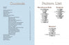 Image of the table of contents and pattern list from "50 Bird Woodcarving Patterns" by Schiffer Publishing, Ltd., showcasing woodcarving guides for Miscellaneous Birds, Songbirds, and Waterfowl—perfect for bird woodcarvers and power carving fans.