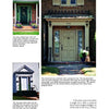 A page from "Entryways and Doorways" by Schiffer Publishing, Ltd. displays three photos of house entry doors with columns or trim, each captioned to describe the door style and features. The page has a white background with black text.