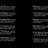 Black background with white text lists Major Arcana from The Everyday Enchantment Tarot by Schiffer Publishing, Ltd., shown in three columns: card number, name, and key phrases—ideal as a modern, inclusive Tarot reference.