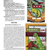 A page from Schiffer Publishing, Ltd.'s "Pinball Perspectives" displays images and text about a dinosaur-themed pinball game, featuring a green dinosaur on the playfield and a dinosaur with a caveman on the backglass artwork.