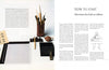 An open book spread from "An Introduction to Chinese Calligraphy" by Schiffer Publishing, Ltd. shows calligraphy tools—brushes, ink stone, teapot, and paper—on the left and "How to Start" text with a desk illustration on the right.