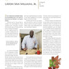 A magazine page features Lavon Van Williams, Jr. with his artwork and a colorful sculpture, spotlighting his journey from basketball player to acclaimed self-taught artist, as seen in "When the Spirit Speaks" by Schiffer Publishing, Ltd.