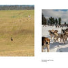 Two photos from "Chester County" by Schiffer Publishing, Ltd.: Left, riders and dogs cross a grassy field. Right, a rider in red leads dogs through snowy trees—a photographic journey through Chester County, Pennsylvania.