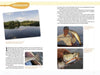 A two-page magazine spread showcases "Kayak Fishing the Northern Gulf Coast" by Schiffer Publishing, Ltd., with info on Mississippi coastal fishing and photos of a calm lake, two anglers with fish, and a close-up of a fish biting a lure.