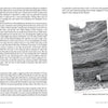 Two pages from "Disembodied Voices" by Schiffer Publishing, Ltd.; the left page shares true nature and geology stories, while the right shows a black-and-white photo of someone by Devil’s Punchbowl’s stratified rock cliffs.