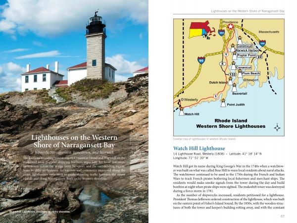 Explore New England lighthouse tours with "Lighthouses and Coastal Attractions of Southern New England" from Schiffer Publishing, Ltd.—featuring maps, coastal highlights, and must-see lighthouses across western Rhode Island and southern New England.