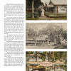A book page from "Quiltings, Frolicks, & Bees" by Schiffer Publishing, Ltd. features three vintage postcard images of historic buildings and gathering spaces, plus text about Uncle Tunis Wood and Ocean Grove's quilting communities.