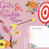 The Better Day Book by Schiffer Publishing, Ltd. features an illustration with “Set Goals & Visualize Them”—a bow and arrow aiming at a target, flowers, butterflies, and a lined “My Goals” box for mindful goal setting.