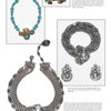 A page showcasing four costume jewelry pieces inspired by Miriam Haskell Jewelry, from Schiffer Publishing, Ltd.: a blue bead necklace with matching ring, plus two ornate silver-toned necklace and earring sets with crystal or bead accents.