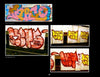 A collage from "Fresh Paint" by Schiffer Publishing, Ltd.: Four subway graffiti images—top left has vibrant, stylized letters "Farto"; the others show bold red and yellow NYC tags, mainly "Bik," on white tiled walls.