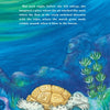 A diamondback terrapin with a yellow shell naps underwater in Chesapeake Bay, beside rocks and plants. Above, white text says “Jemma’s Got the Travel Bug,” the charming children's book from Schiffer Publishing, Ltd.
