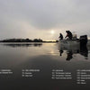 Three people fish from a small boat on the calm Choptank River at sunset, reflected in still water, as seen on the cover of "Choptank Odyssey," published by Schiffer Publishing, Ltd., capturing Delmarva Peninsula’s natural history.