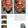 A page from "Mexican Masks and Puppets" by Schiffer Publishing, Ltd. shows Sierra de Puebla masks with exaggerated features and prominent teeth, carved by Indigenous artists, with descriptive text and close-up images from various angles.