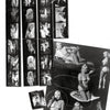 A collage of black-and-white contact sheets and pin-up photos of a blonde woman highlights classic burlesque, with Bettie Darlene featured—an homage from the Roy Kemp portfolio in "New York Burlesque" by Schiffer Publishing, Ltd.
