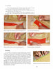 The Hooked Rugs & Wool Applique page by Schiffer Publishing, Ltd. features step-by-step instructions and four close-up photos of hands stitching fabric—ideal for penny rugs or wool applique, with explanatory text and section headers for each image.