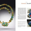 A page spread from “Intersection” by Schiffer Publishing, Ltd. shows a beaded necklace on the left and three contemporary art pieces—a koi fish painting and a decorative round vessel—on the right, under “Intersection: Art and Life.”.