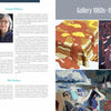 A magazine spread in "Art Quilts Unfolding" (Schiffer Publishing, Ltd.) shows Penelope McMorris, two text blocks, and four vibrant quilts—abstract and figurative—under the heading Gallery 1960s–1970s.