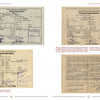 Schiffer Publishing, Ltd.’s “German Military Travel Papers of the Second World War” displays four authentic WWII travel documents with official stamps, handwritten notes, and typed German text, each shown on a white background with captions.