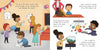In a classroom decorated with balloons and banners, young inventors present volcanoes, solar system models, and ecosystems at a science contest—just like in "Geraldine and the Most Spectacular Science Project" from Schiffer Publishing, Ltd.