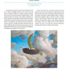 A whimsical artwork from Schiffer Publishing, Ltd.’s "Contemporary Painters" depicts a floating bird’s nest with an open book amid clouds, captivating both artists and collectors as feathers and paper swirl around slender branches.