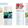 The table of contents in Dimensional Cloth by Schiffer Publishing, Ltd. spans two pages with colorful textile sculpture-inspired fabric flowers on the margins, listing chapters, section titles, and page numbers in organized columns.