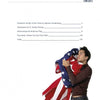 A person wraps themselves in the American flag and looks upward—a striking example of flag art from Stars & Stripes by Schiffer Publishing, Ltd. At left, a minimalistic table of contents appears against a white background.
