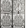 The “Edgar Brandt” screen by Schiffer Publishing, Ltd. features ornate black metal with floral and leafy patterns and a central female figure framed by vines, inspired by Art Deco ironwork, displayed open on a white background.