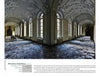 Discover "The World of Urban Decay" by Schiffer Publishing, Ltd., featuring striking images of empty halls with arched windows, peeling floors, and sunlight streaming past abandoned wheelchairs—perfect inspiration for urban exploration photography.