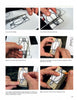 The "Introduction to Soapstone Sculpting" by Schiffer Publishing, Ltd. features a six-step photo tutorial on cutting a paper pattern, placing it on a rectangular stone, and tracing the outline—the essential first step in soapstone carving.