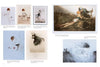 A collage of eight vintage-style illustrations from Louis Icart by Schiffer Publishing, Ltd. Features include a ballerina, grieving woman by a grave, and woman with a white animal, each labeled with figure numbers and artist credits.