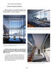 A magazine page showcases modern interiors from "Hollywood Bachelor Pads" by Schiffer Publishing, Ltd., with floor-to-ceiling windows, scenic views, a dining area, and a staircase with wood steps and glass railings, plus celebrity home design text.