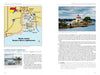 On the left, a map shows southern New England lighthouses; on the right, a Pomham Rocks Lighthouse photo appears. "Lighthouses and Coastal Attractions of Southern New England" by Schiffer Publishing, Ltd. includes text to enrich your tours.