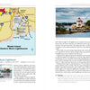 On the left, a map shows southern New England lighthouses; on the right, a Pomham Rocks Lighthouse photo appears. "Lighthouses and Coastal Attractions of Southern New England" by Schiffer Publishing, Ltd. includes text to enrich your tours.