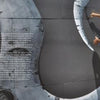A person stands on a ladder painting a metallic swirl mural on a wall, face blurred, with text to the left. Mural inspired by 2Create from Schiffer Publishing, Ltd.—a striking piece of street art.
