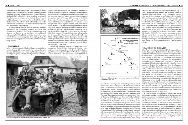 A newspaper page featuring a military vehicle related to the history of The 23rd Waffen-SS Volunteer Panzergrenadier Division Nederland, published by Schiffer Publishing, Ltd.