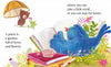 A bear with a mushroom umbrella strolls on grass while a big blue bird reads by a teacup amid flowers. Text: A Poem Is a Firefly—Schiffer Publishing, Ltd.—a celebration of children's poetry and magical hours.