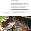 On an Open Fire by Schiffer Publishing, Ltd. features a sturdy campfire setup with metal rods and supports that hold a pan over bricks and flame—ideal for outdoor cooking, rod lengths and tips for hooked ladles included above.