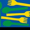 Yellow and green spoons and forks are scattered on a blue background as a cartoon lizard hides with the words “Where am I?”—making Schiffer Publishing, Ltd.'s "The Chameleon" a fun seek-and-find challenge that tests your observation skills.