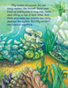 An illustrated underwater scene from "Olly's Treasure" by Schiffer Publishing, Ltd. features Olly the oyster on a Chesapeake Bay reef, searching for treasure among sea animals, coral, and seaweed—a charming early reader adventure.