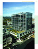 The award-winning Green Roof Designs by Schiffer Publishing, Ltd. features modern residential buildings with glass balconies and lush green roofs, illustrating innovative living architecture in urban settings under clear skies.