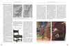 Two pages from "Upholstery" by Schiffer Publishing, Ltd. cover Renaissance and Baroque furniture, featuring text, vintage chair illustrations with traditional and blue upholstery, plus paintings of a dog in a wooden box and people in period attire.